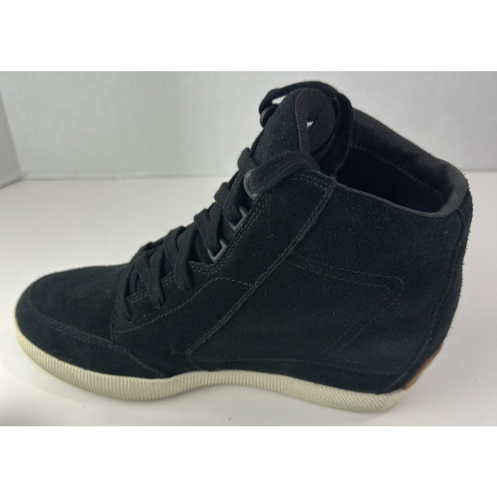 Sorel Out n About Wedge Shoes Suede Ankle Boot Black Lace Sneakers Women's 8.5 - Picture 7 of 16